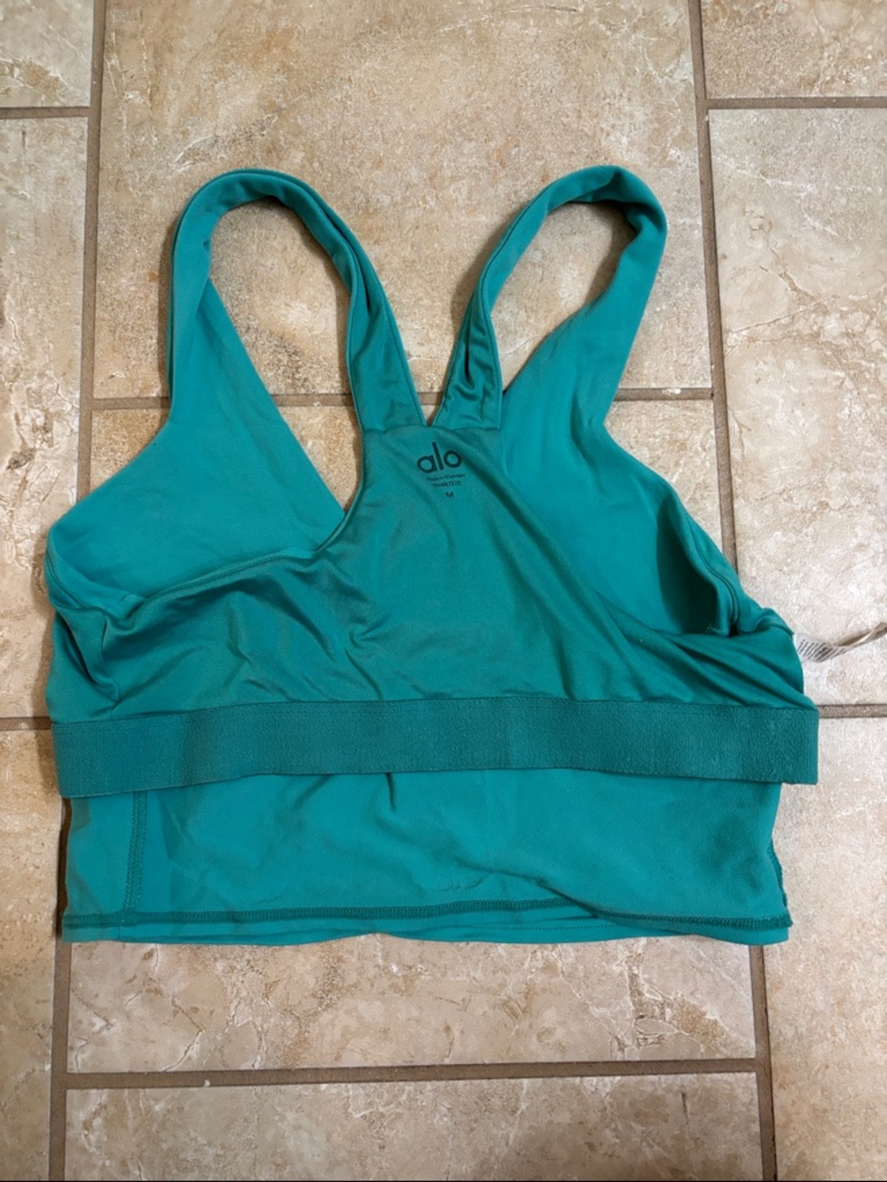 Alo Teal Sports Bra Crop Top with shelf bra - Picture 5 of 5
